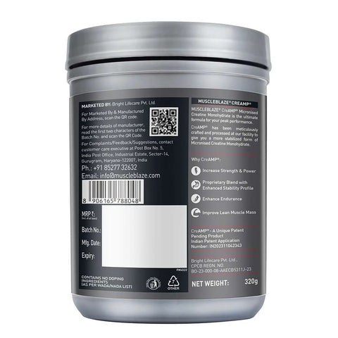 MuscleBlaze Creatine Monohydrate CreAM 320Gm